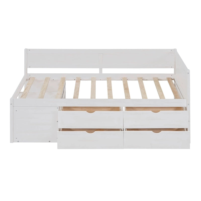 Twin Size Daybed with 2 Pull-Out Drawers & 3 Shelves, Wood Frame, Modern Storage Bed