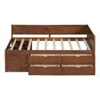 Twin Size Daybed with 2 Pull-Out Drawers & 3 Shelves, Wood Frame, Modern Storage Bed
