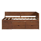 Twin Size Daybed with 2 Pull-Out Drawers & 3 Shelves, Wood Frame, Modern Storage Bed