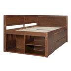 Twin Size Daybed with 2 Pull-Out Drawers & 3 Shelves, Wood Frame, Modern Storage Bed