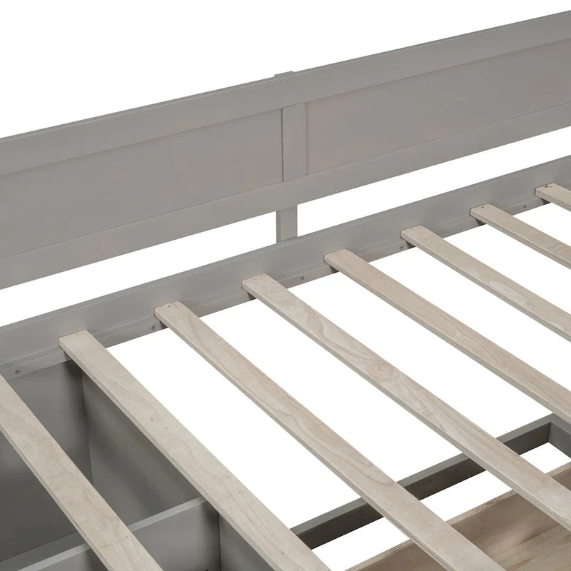 Twin Size Daybed with 2 Pull-Out Drawers & 3 Shelves, Wood Frame, Modern Storage Bed