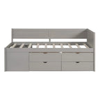 Twin Size Daybed with 2 Pull-Out Drawers & 3 Shelves, Wood Frame, Modern Storage Bed