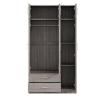 Mirror Wardrobe with 2 Drawers and Top Cabinet by
