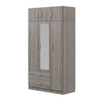 Mirror Wardrobe with 2 Drawers and Top Cabinet by