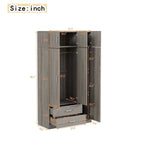 Mirror Wardrobe with 2 Drawers and Top Cabinet by