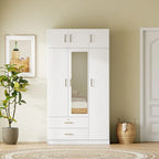 Mirror Wardrobe with 2 Drawers and Top Cabinet by