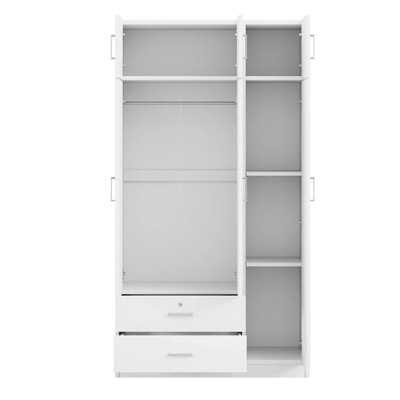 Mirror Wardrobe with 2 Drawers and Top Cabinet by