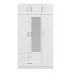 Mirror Wardrobe with 2 Drawers and Top Cabinet by