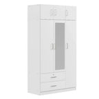 Mirror Wardrobe with 2 Drawers and Top Cabinet by
