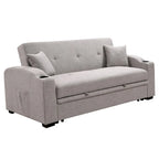 Convertible Sofa with Reclining Backrest, Cup Holders and Pillows