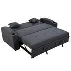 Convertible Sofa with Reclining Backrest, Cup Holders and Pillows