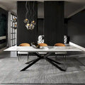 Extendable Sintered Stone Dining Table 78.74"–110.24", Seats 8–10, 4 Color Options, Metal Base