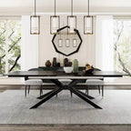 Extendable Sintered Stone Dining Table 78.74"–110.24", Seats 8–10, 4 Color Options, Metal Base