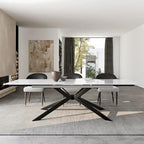 Extendable Sintered Stone Dining Table 78.74"–110.24", Seats 8–10, 4 Color Options, Metal Base