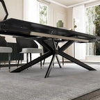 Extendable Sintered Stone Dining Table 78.74"–110.24", Seats 8–10, 4 Color Options, Metal Base
