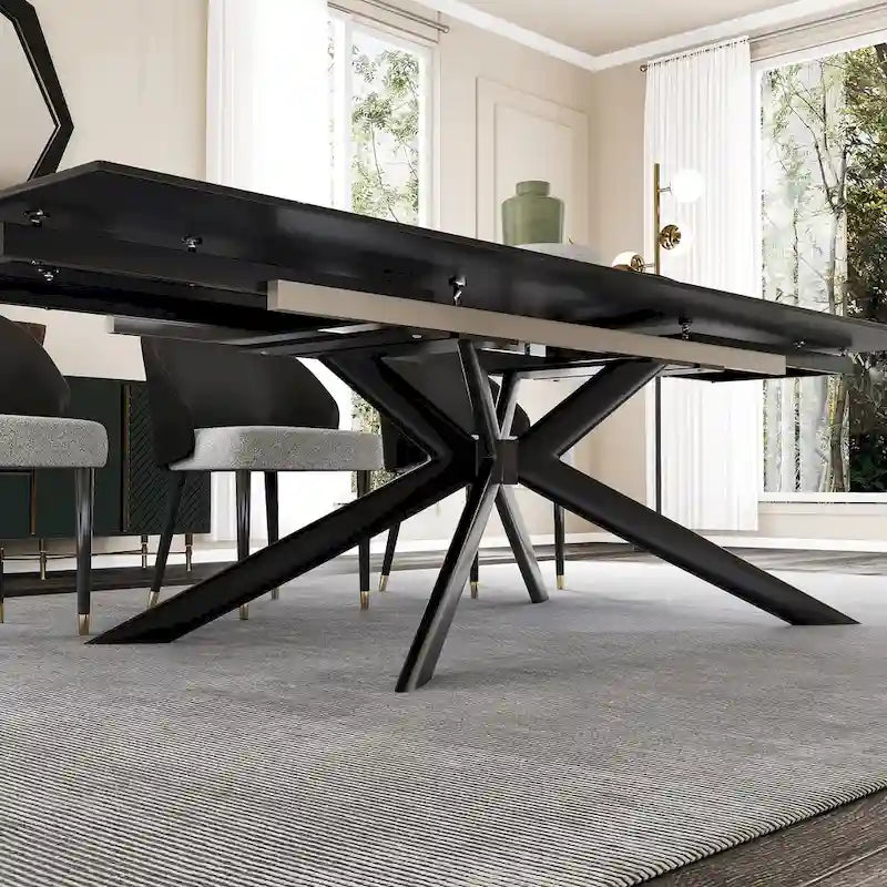 Extendable Sintered Stone Dining Table 78.74"–110.24", Seats 8–10, 4 Color Options, Metal Base