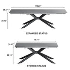 Extendable Sintered Stone Dining Table 78.74"–110.24", Seats 8–10, 4 Color Options, Metal Base