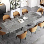 Extendable Sintered Stone Dining Table 78.74"–110.24", Seats 8–10, 4 Color Options, Metal Base