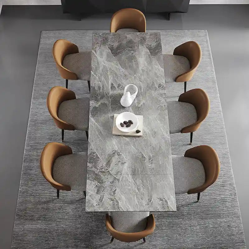 Extendable Sintered Stone Dining Table 78.74"–110.24", Seats 8–10, 4 Color Options, Metal Base