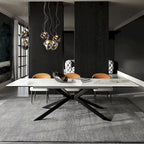 Extendable Sintered Stone Dining Table 78.74"–110.24", Seats 8–10, 4 Color Options, Metal Base