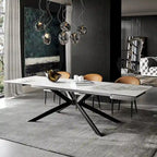Extendable Sintered Stone Dining Table 78.74"–110.24", Seats 8–10, 4 Color Options, Metal Base