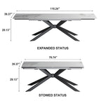 Extendable Sintered Stone Dining Table 78.74"–110.24", Seats 8–10, 4 Color Options, Metal Base