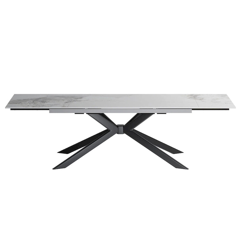 Extendable Sintered Stone Dining Table 78.74"–110.24", Seats 8–10, 4 Color Options, Metal Base