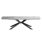 Extendable Sintered Stone Dining Table 78.74"–110.24", Seats 8–10, 4 Color Options, Metal Base