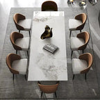 Extendable Sintered Stone Dining Table 78.74"–110.24", Seats 8–10, 4 Color Options, Metal Base