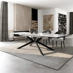 Extendable Sintered Stone Dining Table 78.74"–110.24", Seats 8–10, 4 Color Options, Metal Base