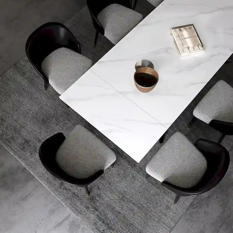 Extendable Sintered Stone Dining Table 78.74"–110.24", Seats 8–10, 4 Color Options, Metal Base