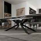 Extendable Sintered Stone Dining Table 78.74"–110.24", Seats 8–10, 4 Color Options, Metal Base