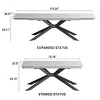 Extendable Sintered Stone Dining Table 78.74"–110.24", Seats 8–10, 4 Color Options, Metal Base
