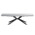 Extendable Sintered Stone Dining Table 78.74"–110.24", Seats 8–10, 4 Color Options, Metal Base