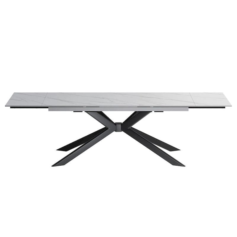 Extendable Sintered Stone Dining Table 78.74"–110.24", Seats 8–10, 4 Color Options, Metal Base