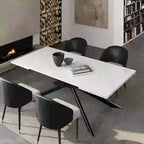 Extendable Sintered Stone Dining Table 78.74"–110.24", Seats 8–10, 4 Color Options, Metal Base