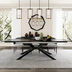 Extendable Sintered Stone Dining Table 78.74"–110.24", Seats 8–10, 4 Color Options, Metal Base