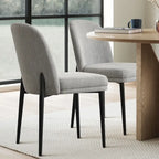 Upholstered Dining Chair Set of 2, Linen Blend Fabric, Foam Padded, Metal Legs, 4 Colors