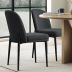 Upholstered Dining Chair Set of 2, Linen Blend Fabric, Foam Padded, Metal Legs, 4 Colors
