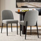 Upholstered Dining Chair Set of 2, Linen Blend Fabric, Foam Padded, Metal Legs, 4 Colors