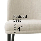 Upholstered Dining Chair Set of 2, Linen Blend Fabric, Foam Padded, Metal Legs, 4 Colors