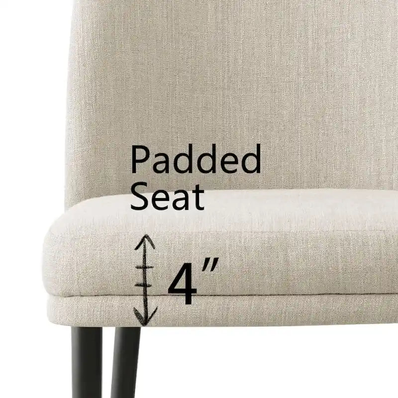 Upholstered Dining Chair Set of 2, Linen Blend Fabric, Foam Padded, Metal Legs, 4 Colors