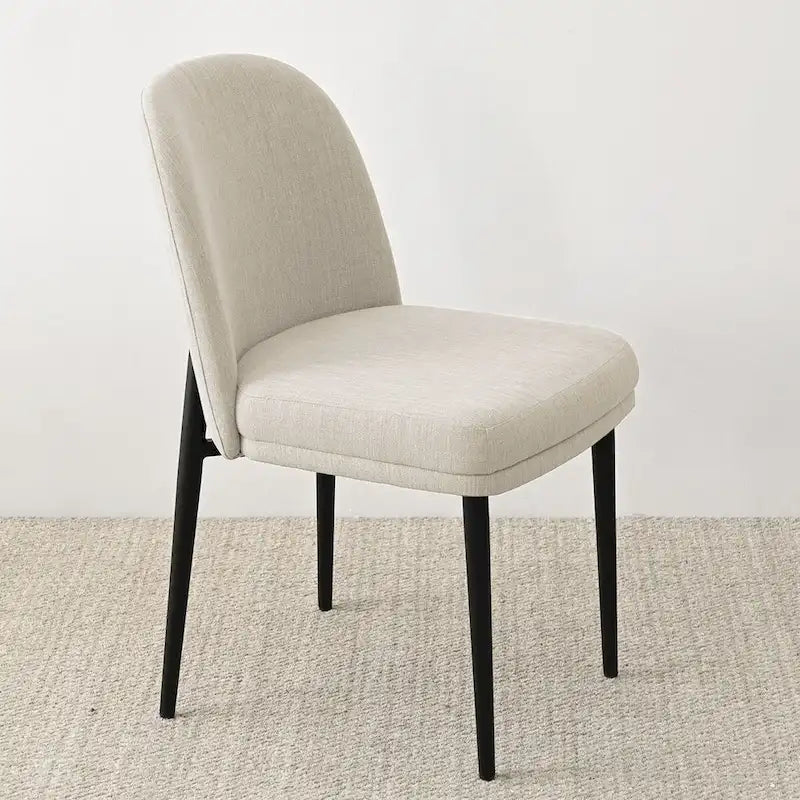 Upholstered Dining Chair Set of 2, Linen Blend Fabric, Foam Padded, Metal Legs, 4 Colors