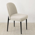 Upholstered Dining Chair Set of 2, Linen Blend Fabric, Foam Padded, Metal Legs, 4 Colors