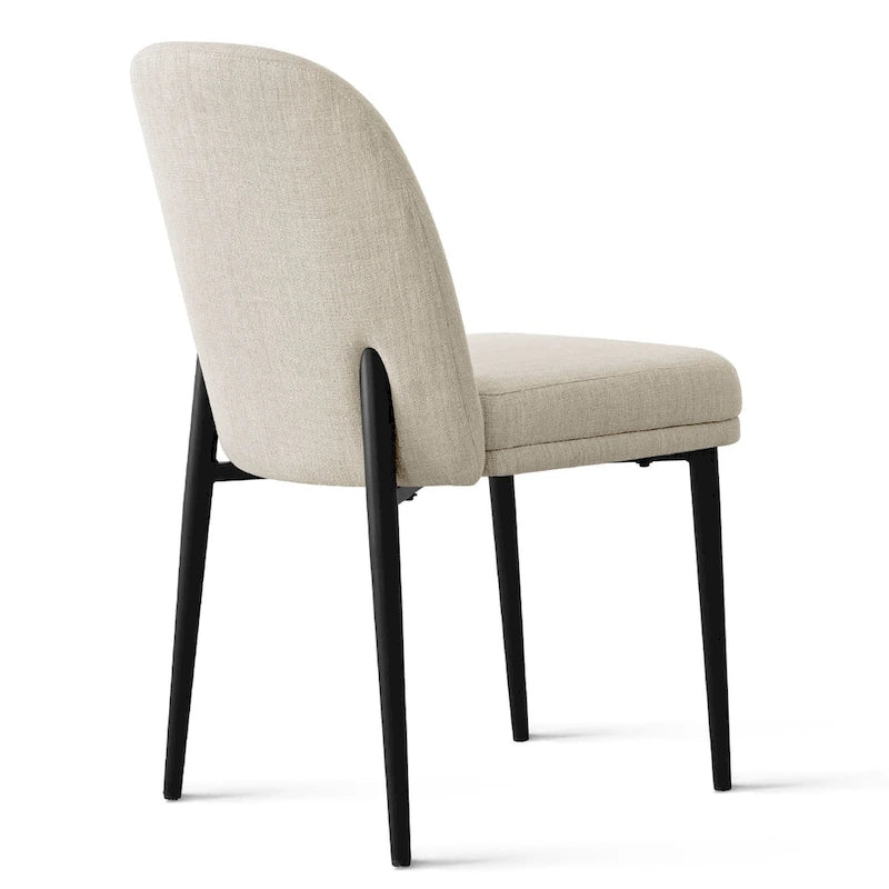 Upholstered Dining Chair Set of 2, Linen Blend Fabric, Foam Padded, Metal Legs, 4 Colors