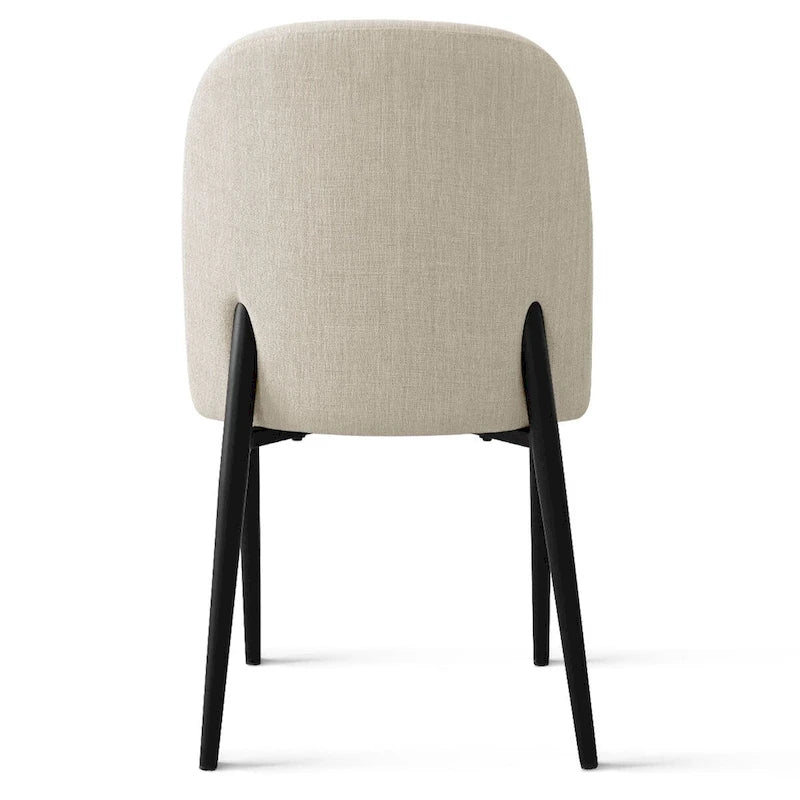 Upholstered Dining Chair Set of 2, Linen Blend Fabric, Foam Padded, Metal Legs, 4 Colors