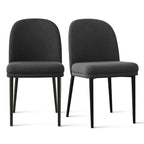 Upholstered Dining Chair Set of 2, Linen Blend Fabric, Foam Padded, Metal Legs, 4 Colors