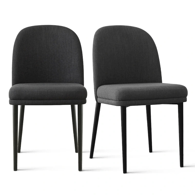 Upholstered Dining Chair Set of 2, Linen Blend Fabric, Foam Padded, Metal Legs, 4 Colors