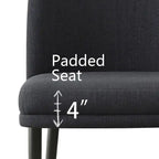 Upholstered Dining Chair Set of 2, Linen Blend Fabric, Foam Padded, Metal Legs, 4 Colors