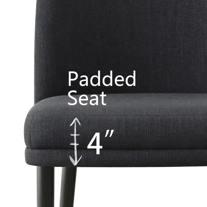 Upholstered Dining Chair Set of 2, Linen Blend Fabric, Foam Padded, Metal Legs, 4 Colors